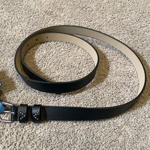Women’s Black Belt with Silver Buckle & Silver Detail Size L NWT